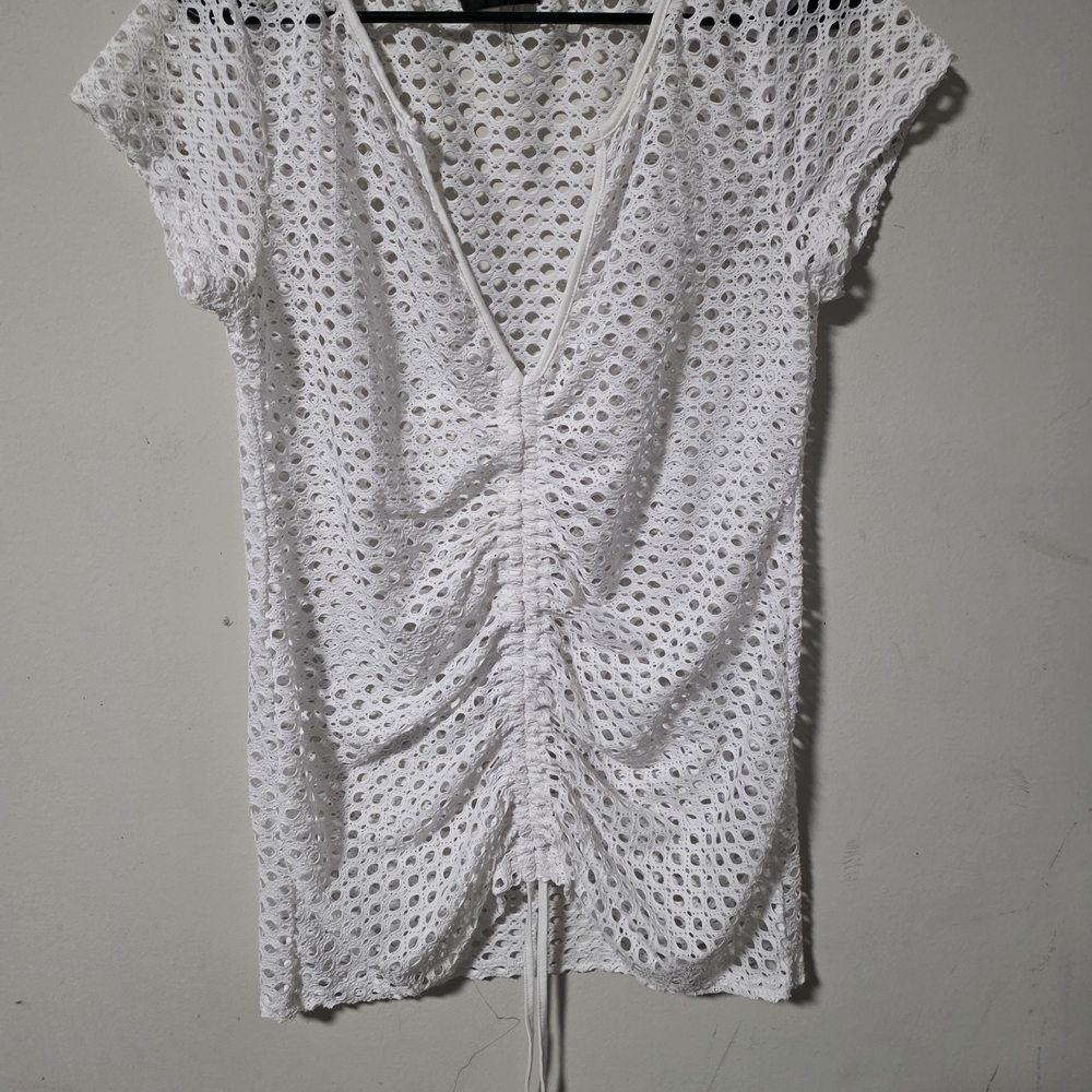 Cotton Candy White Eyelet V-Neck Tank